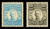 F92+94. Ostämplade ex av "Värnamo-märkena". Båda med attester Sjöman "praktexemplar".