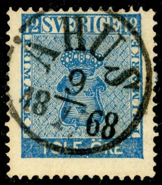 F9. ÅHUS 9.1.1868. Felfritt ex.