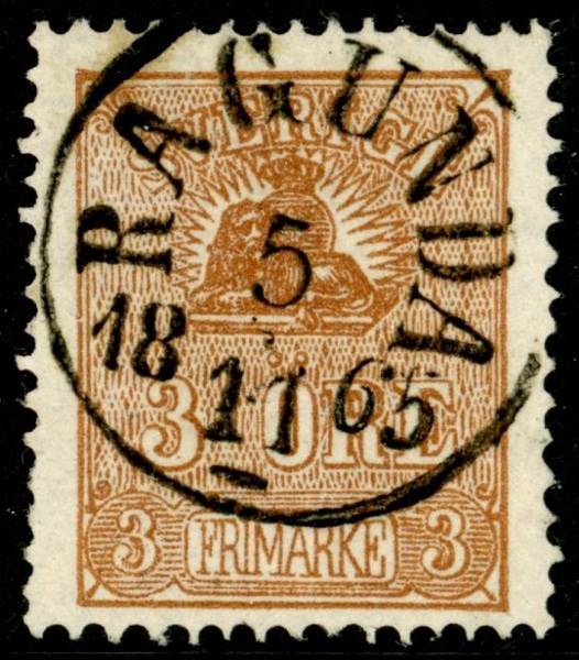 F14B. RAGUNDA 5.11.1865. Två ktt t.v. men ändå ett ovanligt vackert ex!