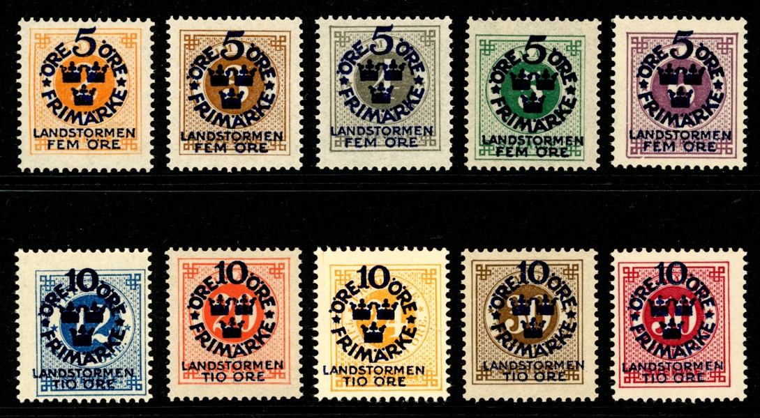 F105-14A. Postfrisk serie påtryck på original. F 5000 kr