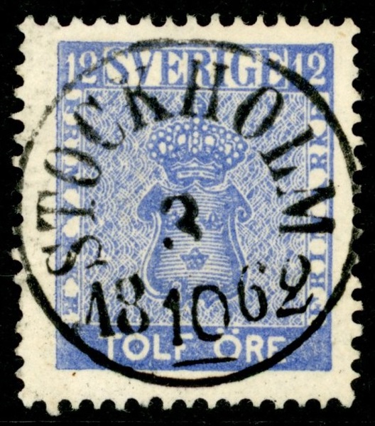 F9h. STOCKHOLM 3.10.1862. Vackert ex (kt) med attest HOW "mycket gott exemplar".