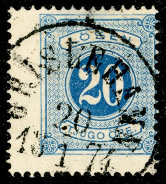 L6a. GRISLEHAMN 20.1.1874. Intressant ex av den svåra första nyansen, vackert stämplat första månaden. Märket dock med en tunn fläck.