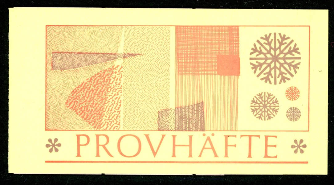 Provhäfte "kvinnohuvud" med 20 märken i violett nyans, omvänd inhäftning.