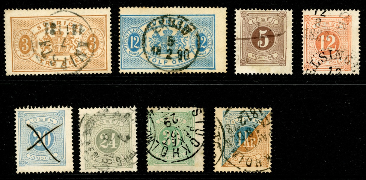 Lot tjänste/lösen, alla tandning 14. Facit över 2000 kr