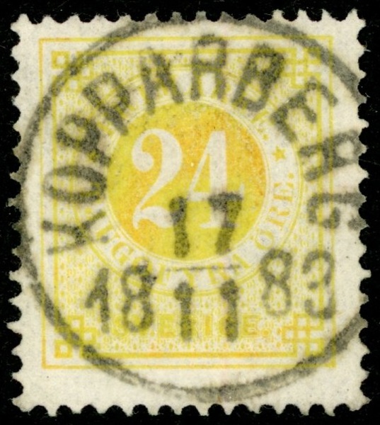F34f. KOPPARBERG 17.11.1883. Praktex av citrongul, ovanligt!