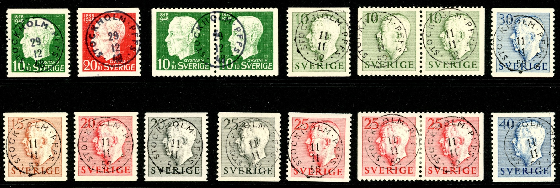 Lot med lyxstämplar STOCKHOLM PFFS 1948-52