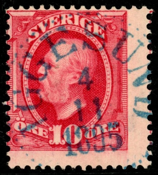 F54. Kraftigt snett märke med grön stpl IGGESUND 4.11.1895