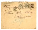 Brev till Tyskland med 38 öres frankering, stpl GÖTEBORG 13.1.1886. Litet hål. Baksidan med ankomststpl HANNOVER 15.1.86.