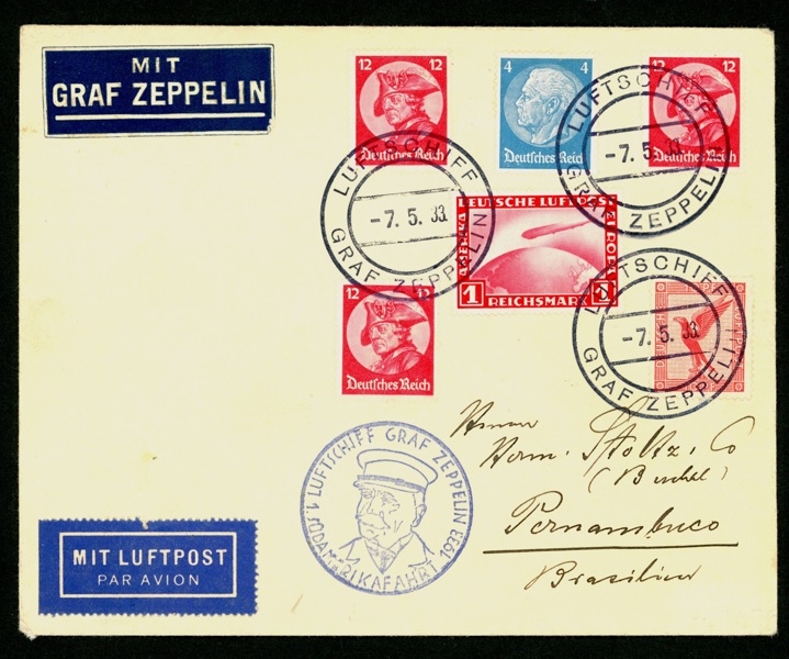 TYSKLAND/REICH. Zeppelinbrev till Brasilien, stpl LUFTSCHIFF GRAF ZEPPELIN 7.5.33