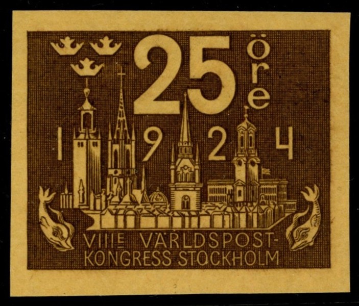 F200P. 25 öre brun i otandat färgprov. Sällsynt!