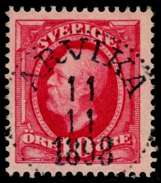 F54vm8. ARVIKA 11.11.1898. Praktstämplat ex med delat omvänt vm.