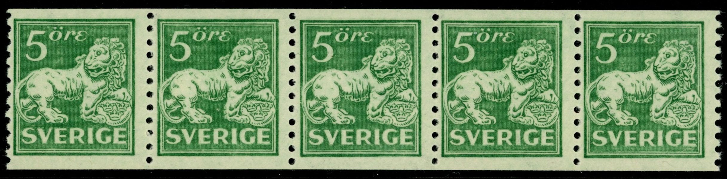 F140Acx. Postfriskt fräscht 5-strip. F 9000 kr