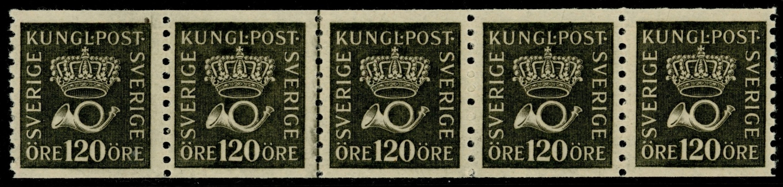 F171 a2-ppr. Postfriskt 5-strip, prakt. F 10000 kr+