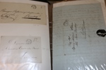 Förfilateli. STOCKHOLM. Två pärmar med brev 1840-50-tal, bland annat många BLÅ stämplar.