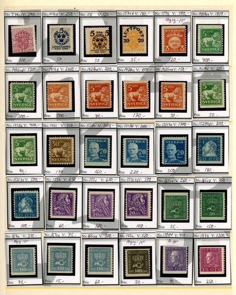 Visirblad med bättre postfriska singlar, mest bandmärken. Facit ca 17000 kr