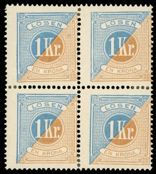 L10. Ostämplat 4-block, vilket länge var största kända enhet av detta märke. Ovanligt objekt, F 14000 kr