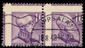 F273v. Felperforerat, stämplat par med maskinstämpel UPPSALA 1 18.8.48. Ovanligt med äktgångna bruksexemplar.