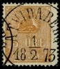 F14B. ÅTVIDABERG 1.2.1873. Vackert ex trots del av andra stämpel.