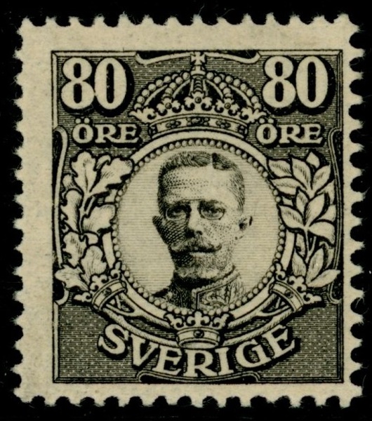 F94. Ostämplat ex 80 öre "Värnamo". Attest HOW "mycket gott exemplar"