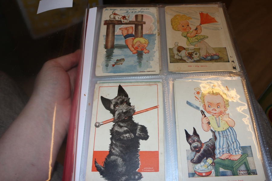 BARN. Mapp med ca 20 kort, signerade av t.ex. Arnold Tilgmann, Mabel Lucie Attwell m.fl.