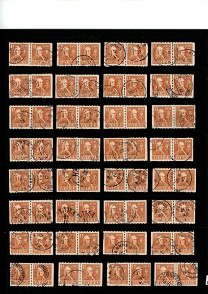 F321BB och F324BC+CB. Jättelot med stämplade PAR. Facit totalt hela 166 400 kr, ja du läste rätt. Lågt utrop!