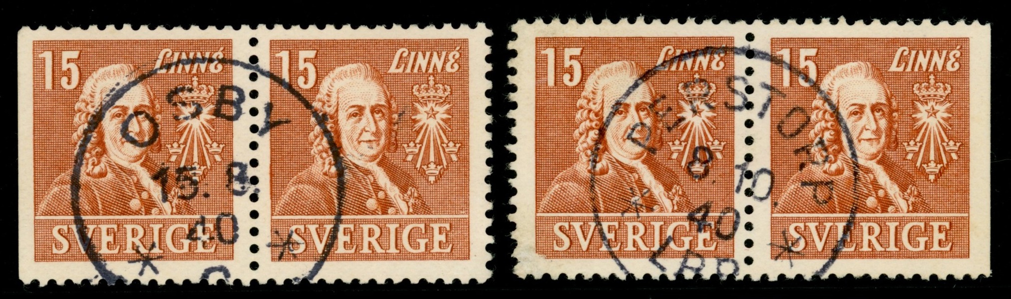 F321BC + CB. Stämplade par, båda med praktstämplar. F 700 kr+