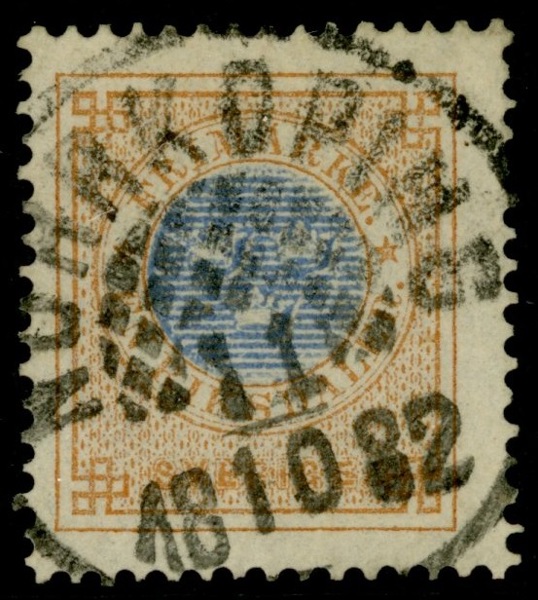 F27. Bikupestämpel NORRKÖPING 11.10.1882. En kort tand t.h.