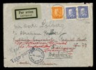70 öres porto på luftpostbrev till Australien, vidaresänt till London. Stämplat ÅLSTEN 14.12.34.
