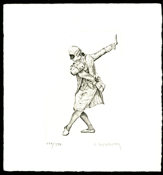 Gravyr av Lars Sjööblom, "Gustav III", nr 179/250. Med äkthetsintyg Postnord