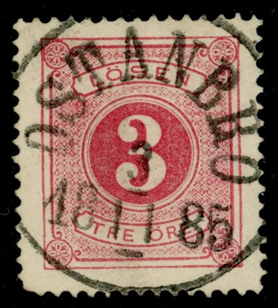 L2. ÖSTANBRO 3.11.1885. Lyxstämplat ex, dock kht.