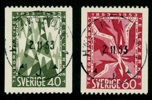 F452-53. Två knepiga valörer praktstämplade HÄLSINGBORG 2.11.53