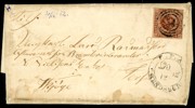 F2. 4 RBS på vackert brev daterat 30.12.1852. Häftet Danmark Skilling 1851-1871 medföljer.