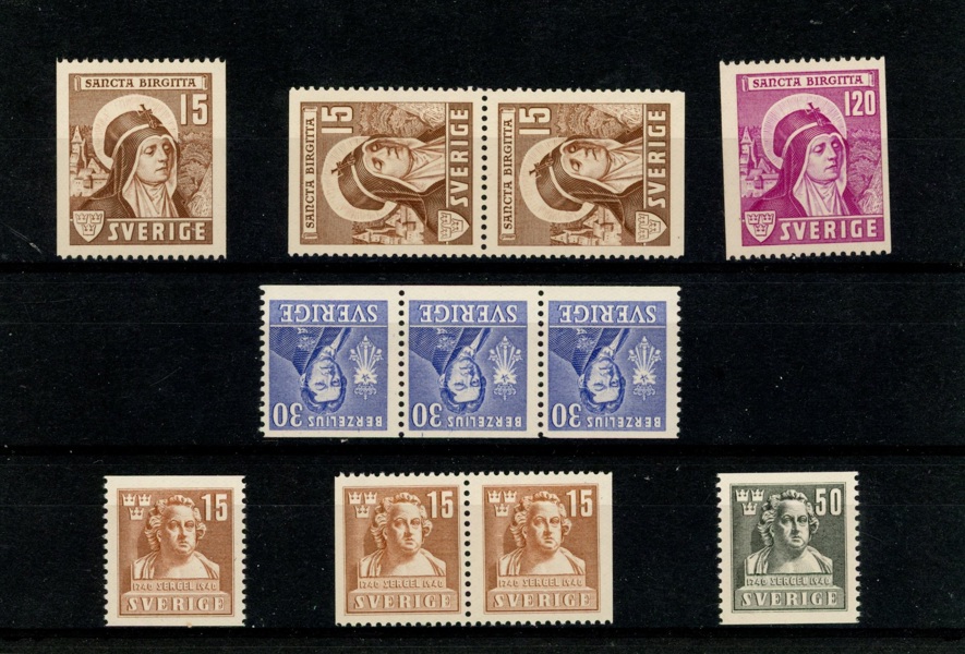 F326-27 och 335-36. Två postfriska serier. Dessutom ett ostämplat 3-strip.