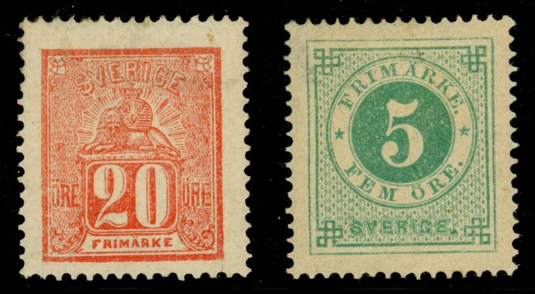 F16 + F19. Två ostämplade ex. Vackra, men båda med små tunnheter.