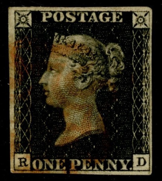 ENGLAND. Mi1. Penny black, världens första frimärke. Fräscht ex.