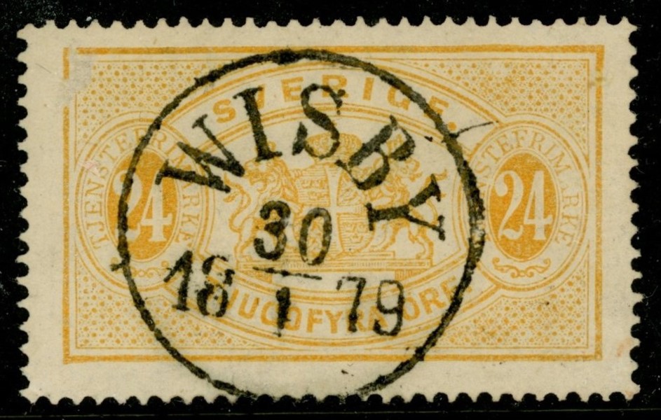 Tj7. WISBY 30.1.1879. Ytligt "skrap" t.v. annars ett praktex.