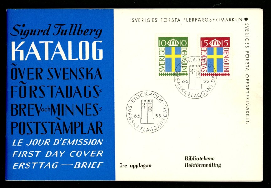 6.6.55. FDC i form av Tullbergs katalog över FDC och poststämplar. Originellt FDC.