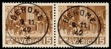 F328BB. DEROME 9.11.42. Vackert par med var sin stämpel.