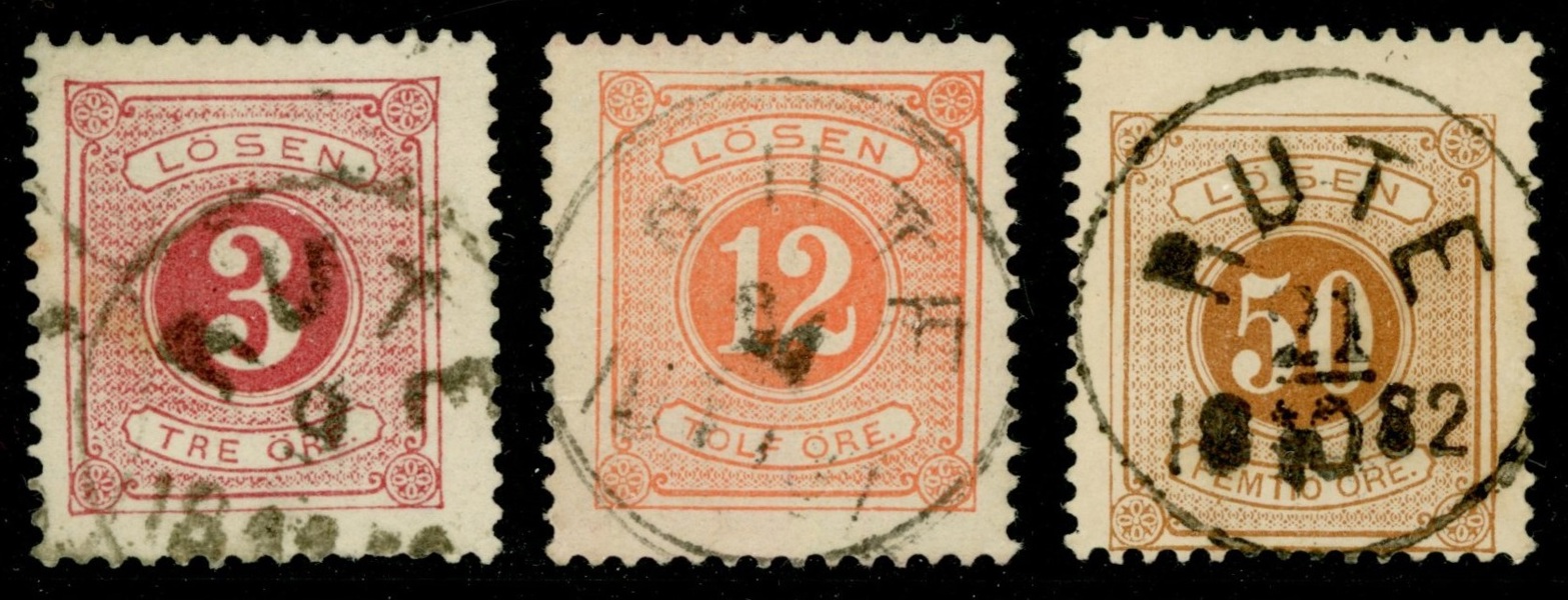 Lot tre lösenmärken, alla stämplade RUTE.