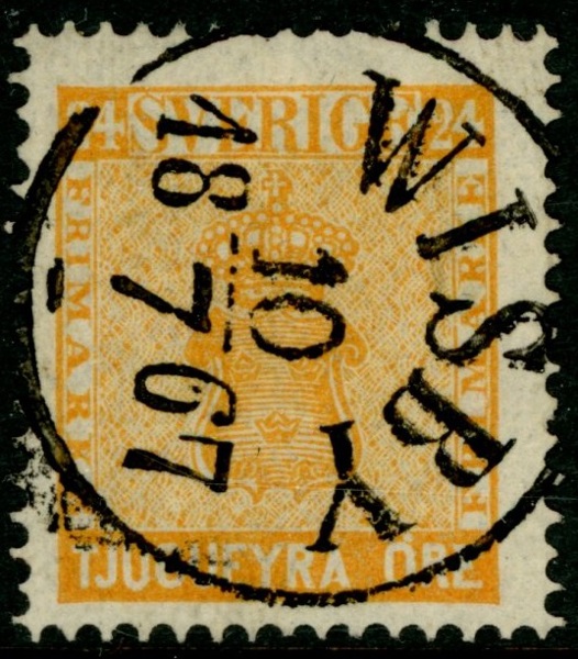 F10. WISBY 10.7.1867. Hel, sidvänd stämpel.