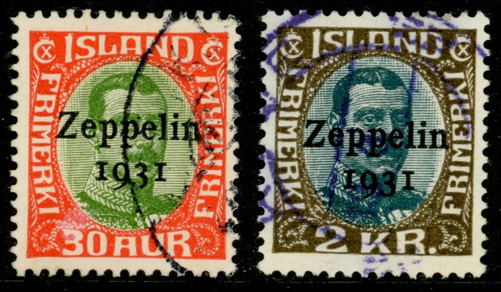 F162+164. Stämplade ex zeppelin. F 2800 kr