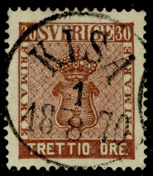 F11. KISA 1.8.1870. Obet del av andra stämpel. Vackert ex!