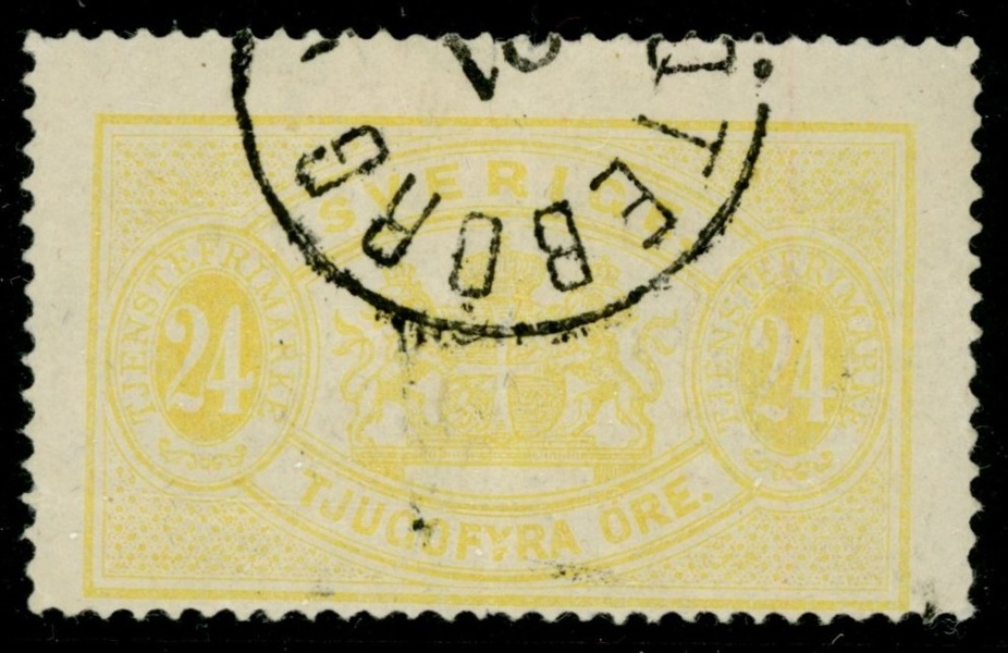 Tj7d2. 24 öre CITRONGUL. Fräscht ex av en sällsynt nyans. Stjärnmarkerat i Facit!