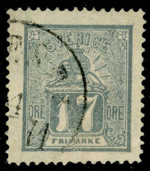 F15c. Fräscht ex 17 öre grå, möjligen förbättrad tandning då det ser något vint ut. F 6500 kr