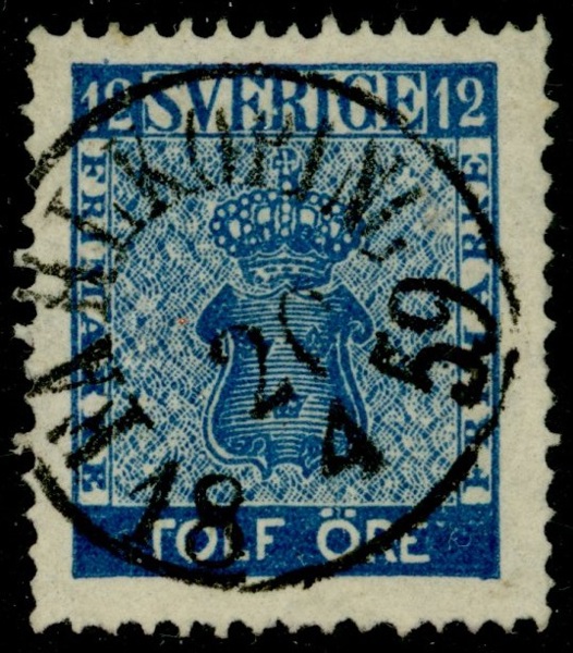 F9. FAHLKÖPING 20.4.1859 bågstämpel i vackert avtryck. Kt.