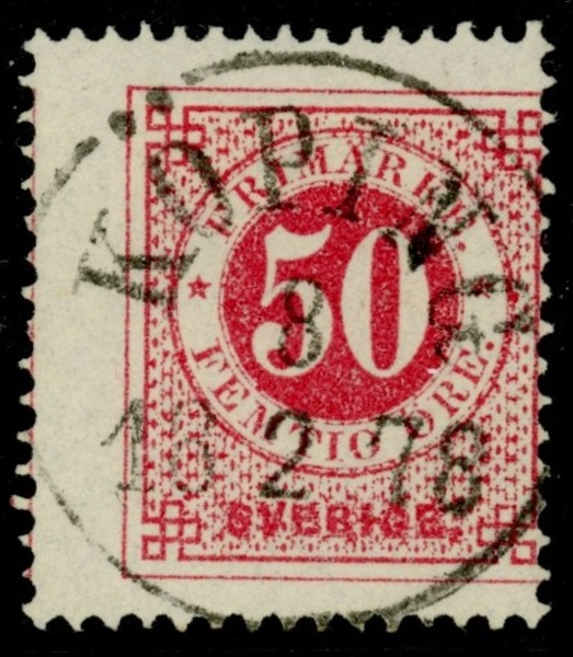 F26. KÖPING 8.2.1878. Snedcentrerat, lyxstämplat ex.