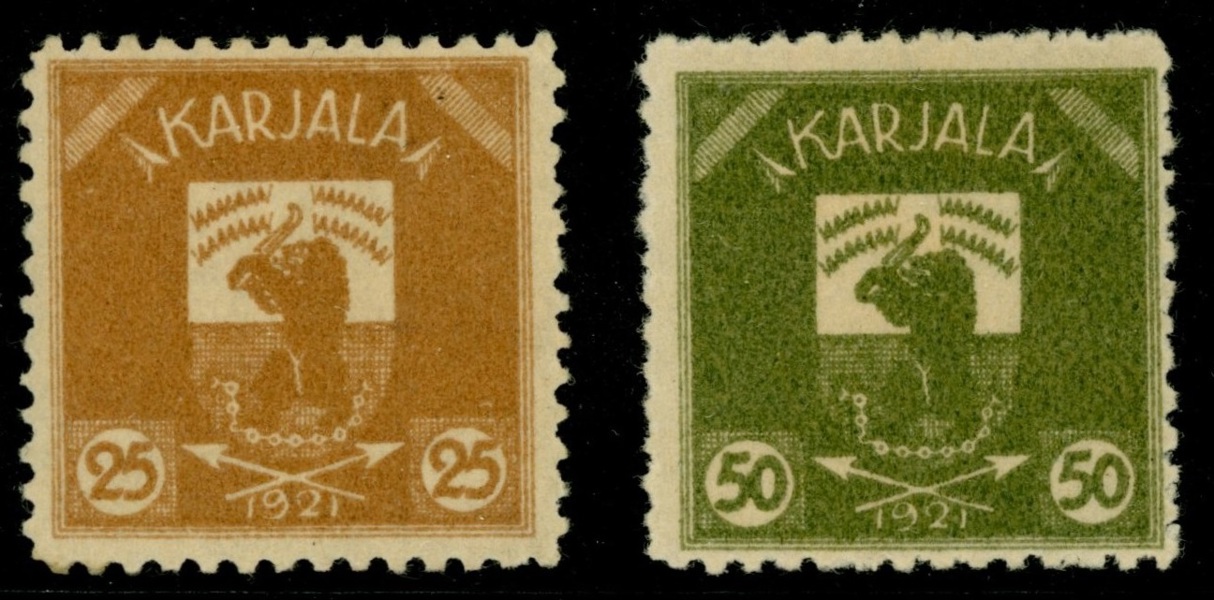 Karelen. Två ostämplade ex.