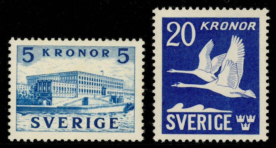 F332C + 337C. Två postfriska högvalörer. F 1850 kr