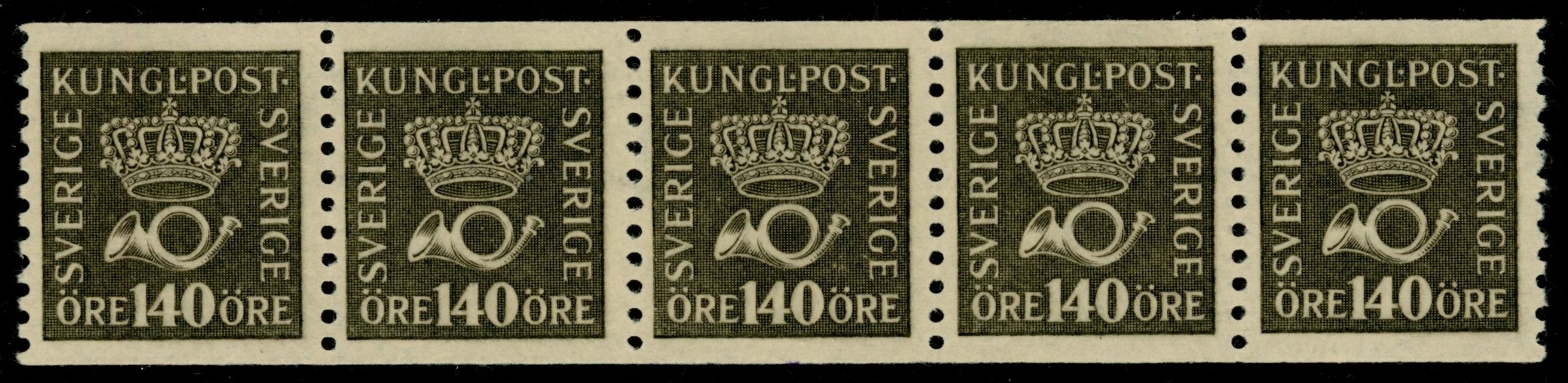 F173bz. Postfriskt 5-strip, prakt. F 1125 kr+