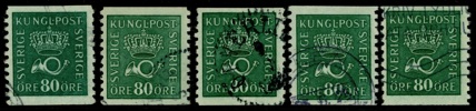 F165bz, cx, cxz, cc, cz. Alla fem vattenmärken, stpl. F ca 1500 kr